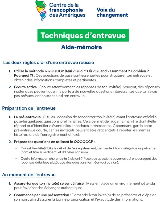 Techniques d'entrevue
